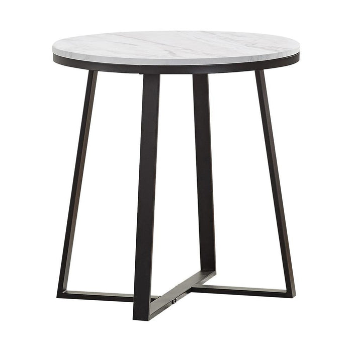 Hugo Metal Base Round End Table White and Matte Black - Imperial Furniture (Las Vegas, NV) - Multi Location