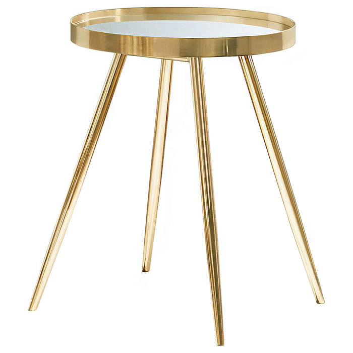 Kaelyn Round Mirror Top End Table Gold - Imperial Furniture (Las Vegas, NV) - Multi Location