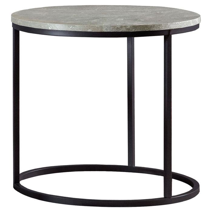 Lainey Faux Marble Round Top End Table Grey and Gunmetal - Imperial Furniture (Las Vegas, NV) - Multi Location