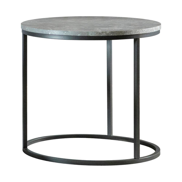 Lainey Faux Marble Round Top End Table Grey and Gunmetal - Imperial Furniture (Las Vegas, NV) - Multi Location