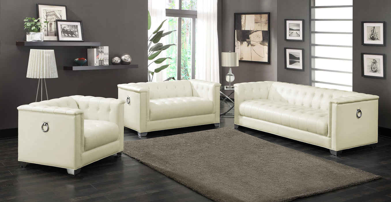 Chaviano 3-piece Upholstered Tufted Sofa Set Pearl White - Imperial Furniture (Las Vegas, NV) - Multi Location