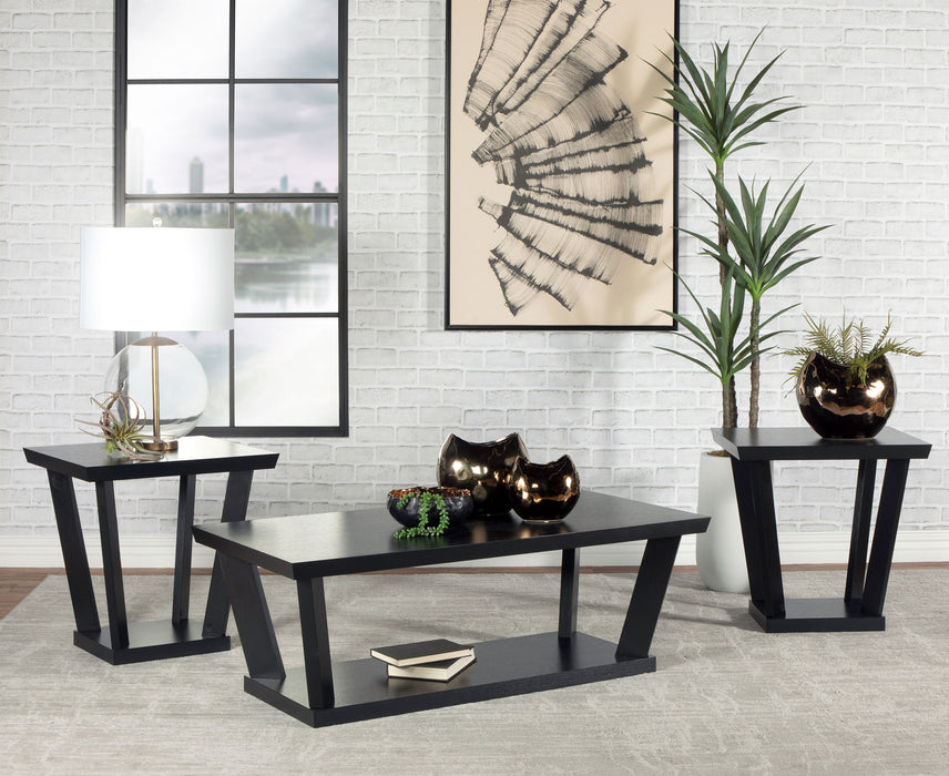 Aminta 3-piece Occasional Set with Open Shelves Black - Imperial Furniture (Las Vegas, NV) - Multi Location