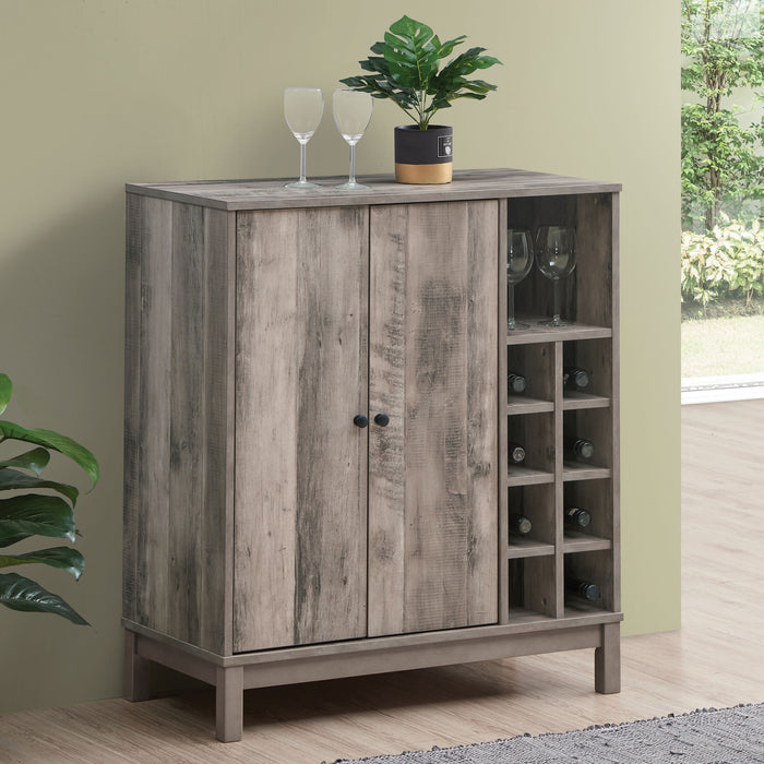 Cheyenne 2-door Wine Cabinet with Stemware Rack Weathered Acacia - Imperial Furniture (Las Vegas, NV) - Multi Location