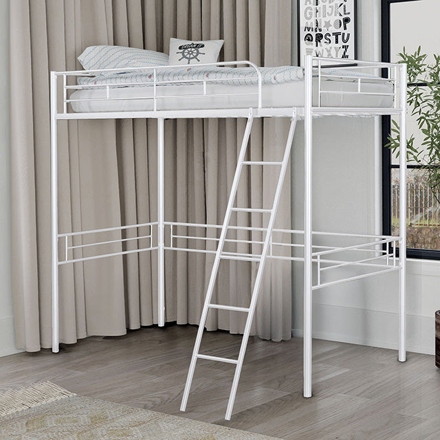 Myles Twin Loft Bed White, Silver & Black - Imperial Furniture (Las Vegas, NV) - Multi Location