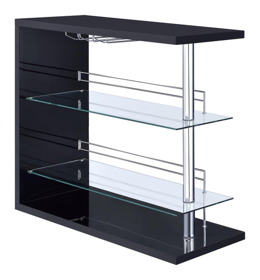 Prescott Rectangular 2-shelf Bar Unit Glossy Black - Imperial Furniture (Las Vegas, NV) - Multi Location