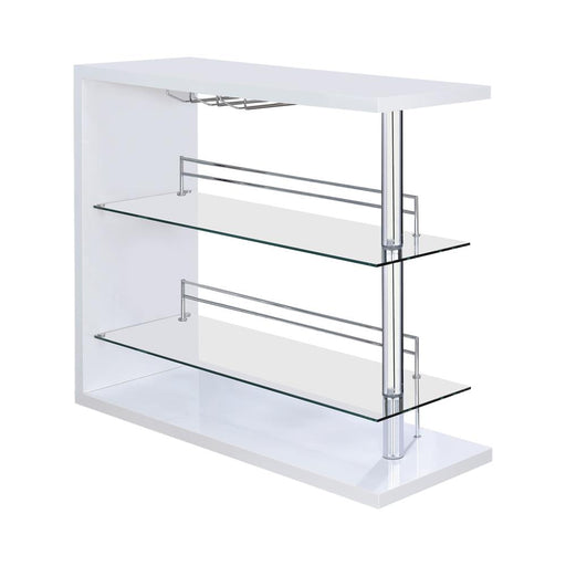 Prescott Rectangular 2-shelf Bar Unit Glossy White - Imperial Furniture (Las Vegas, NV) - Multi Location