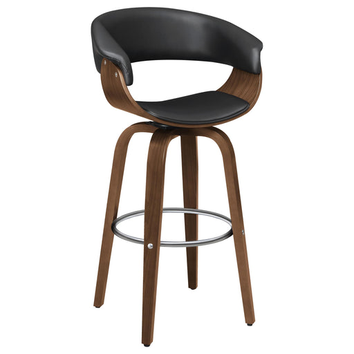 Zion Upholstered Swivel Bar Stool Walnut and Black - Imperial Furniture (Las Vegas, NV) - Multi Location