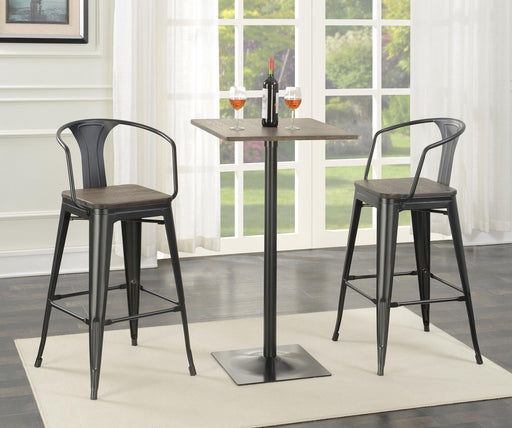 Cavalier 3-piece Square Bar Table Set Dark Elm and Black - Imperial Furniture (Las Vegas, NV) - Multi Location