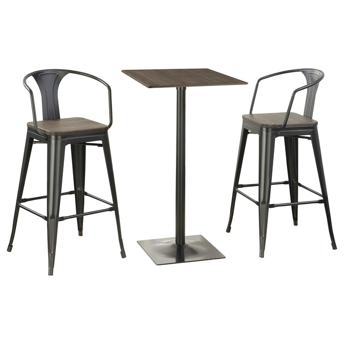 Cavalier 3-piece Square Bar Table Set Dark Elm and Black - Imperial Furniture (Las Vegas, NV) - Multi Location