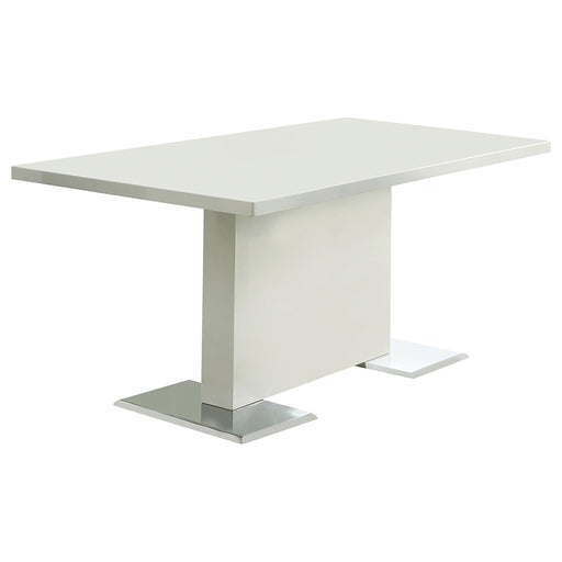 Anges T-shaped Pedestal Dining Table Glossy White - Imperial Furniture (Las Vegas, NV) - Multi Location
