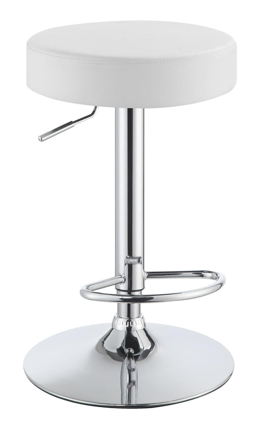 Ramses Adjustable Backless Bar Stool Chrome and White - Imperial Furniture (Las Vegas, NV) - Multi Location