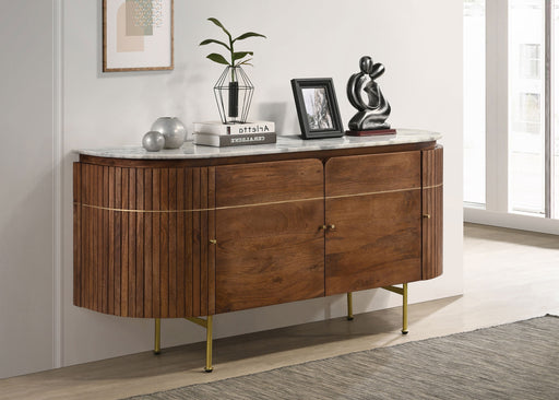 Ortega 4-door Marble Top Dining Sideboard Server White and Natural - Imperial Furniture (Las Vegas, NV) - Multi Location