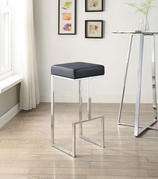 Gervase Square Bar Stool Black and Chrome - Imperial Furniture (Las Vegas, NV) - Multi Location