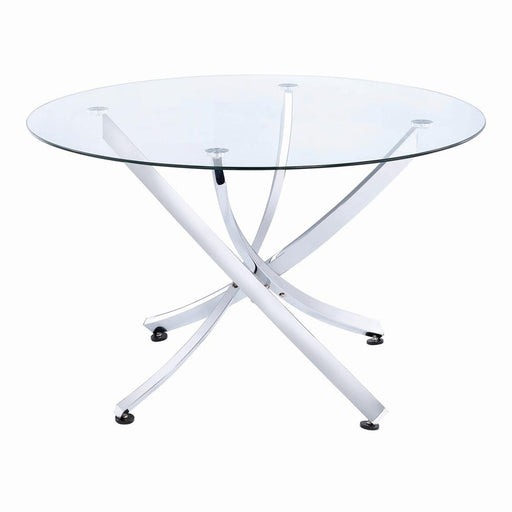 Beckham Round Dining Table Chrome and Clear - Imperial Furniture (Las Vegas, NV) - Multi Location