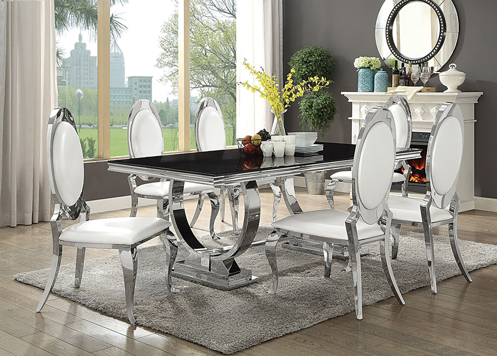 Antoine Rectangular Glass Top Dining Set Chrome - Imperial Furniture (Las Vegas, NV) - Multi Location