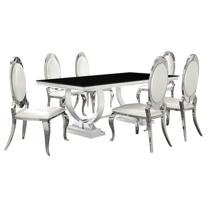 Antoine Rectangular Glass Top Dining Set Chrome - Imperial Furniture (Las Vegas, NV) - Multi Location
