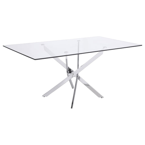 Carmelo X-shaped Dining Table Chrome and Clear - Imperial Furniture (Las Vegas, NV) - Multi Location