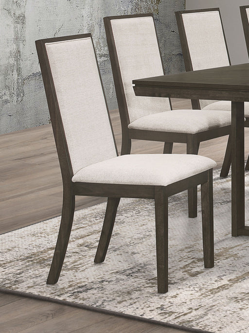 Kelly Upholstered Solid Back Dining Side Chair Beige and Dark Grey (Set of 2) - Imperial Furniture (Las Vegas, NV) - Multi Location