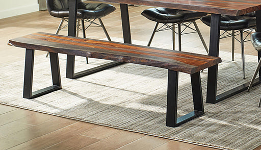 Ditman Live Edge Dining Bench Grey Sheesham and Black - Imperial Furniture (Las Vegas, NV) - Multi Location