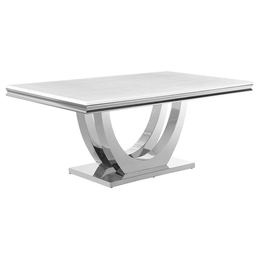 Kerwin Rectangle Faux Marble Top Dining Table White and Chrome - Imperial Furniture (Las Vegas, NV) - Multi Location
