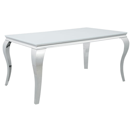 Carone Rectangular Glass Top Dining Table White and Chrome - Imperial Furniture (Las Vegas, NV) - Multi Location