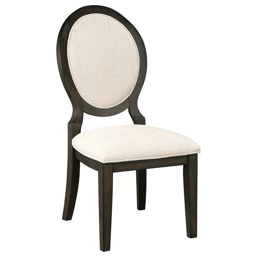 Twyla Upholstered Oval Back Dining Side Chairs Cream and Dark Cocoa (Set of 2) - Imperial Furniture (Las Vegas, NV) - Multi Location