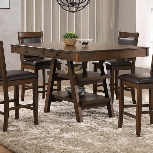 Dewey 2-drawer Counter Height Table with Open Shelves Walnut - Imperial Furniture (Las Vegas, NV) - Multi Location