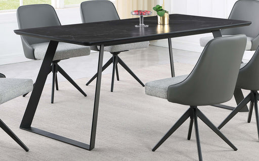 Smith Rectangle Ceramic Top Dining Table Black and Gunmetal - Imperial Furniture (Las Vegas, NV) - Multi Location