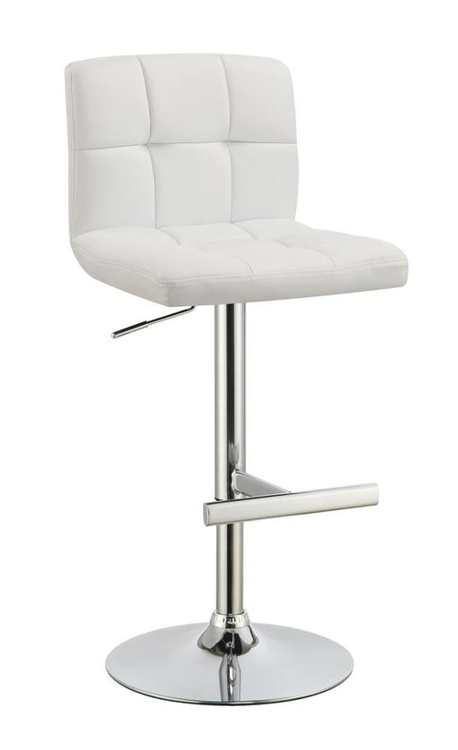 Lenny Adjustable Bar Stools Chrome and White (Set of 2) - Imperial Furniture (Las Vegas, NV) - Multi Location