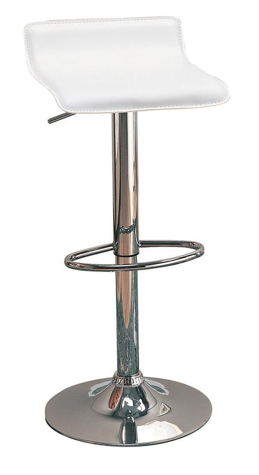 Bidwell 29" Upholstered Backless Adjustable Bar Stools White and Chrome (Set of 2) - Imperial Furniture (Las Vegas, NV) - Multi Location