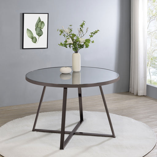 Jillian Round Dining Table with Tempered Mirror Top Black Nickel - Imperial Furniture (Las Vegas, NV) - Multi Location