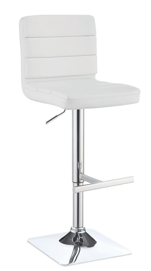 Bianca Upholstered Adjustable Bar Stools White and Chrome (Set of 2) - Imperial Furniture (Las Vegas, NV) - Multi Location