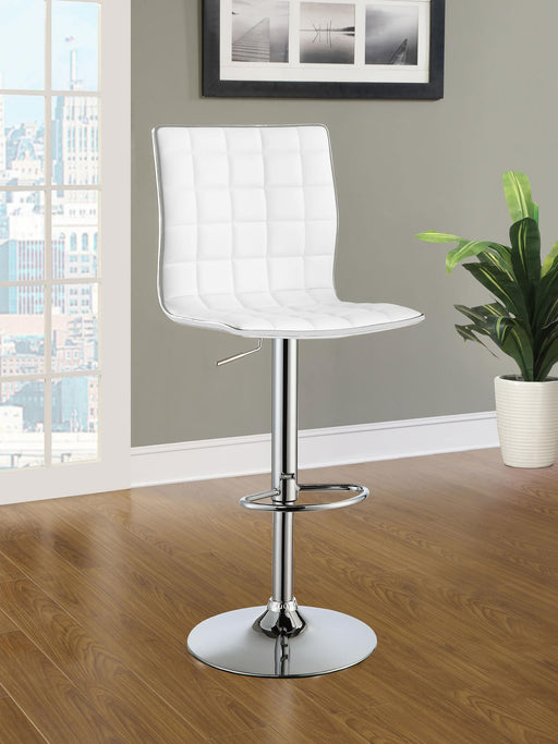 Ashbury Upholstered Adjustable Bar Stools White and Chrome (Set of 2) - Imperial Furniture (Las Vegas, NV) - Multi Location
