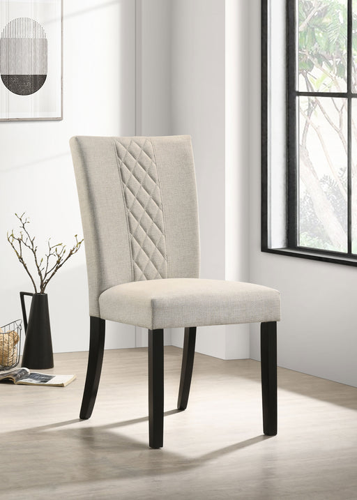 Malia Upholstered Solid Back Dining Side Chair Beige and Black (Set of 2) - Imperial Furniture (Las Vegas, NV) - Multi Location