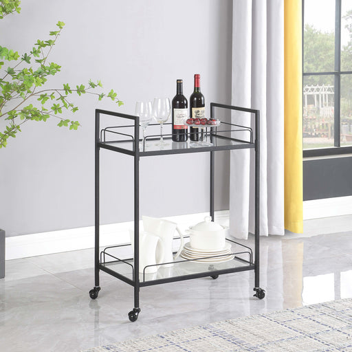 Curltis Serving Cart with Glass Shelves Clear and Black - Imperial Furniture (Las Vegas, NV) - Multi Location