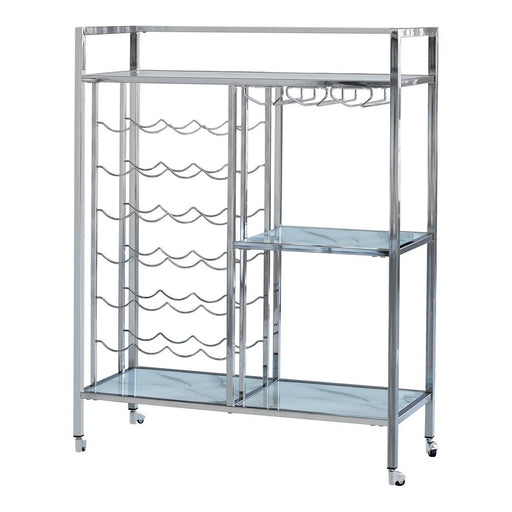Derion Glass Shelf Serving Cart with Casters Chrome - Imperial Furniture (Las Vegas, NV) - Multi Location