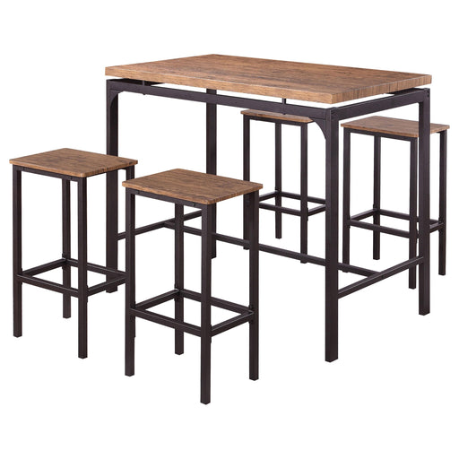 Santana 5-piece Pub Height Bar Table Set Weathered Chestnut and Black - Imperial Furniture (Las Vegas, NV) - Multi Location