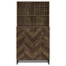 Mendoza 2-door Wine Cabinet Rustic Oak Herringbone and Gunmetal - Imperial Furniture (Las Vegas, NV) - Multi Location