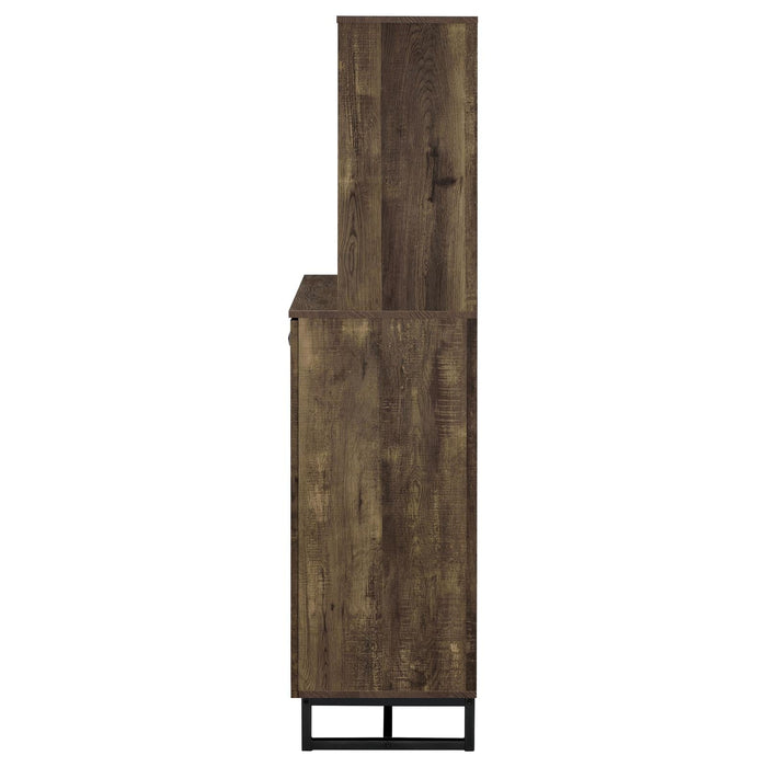 Mendoza 2-door Wine Cabinet Rustic Oak Herringbone and Gunmetal - Imperial Furniture (Las Vegas, NV) - Multi Location