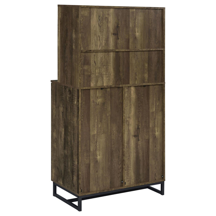 Mendoza 2-door Wine Cabinet Rustic Oak Herringbone and Gunmetal - Imperial Furniture (Las Vegas, NV) - Multi Location