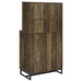 Mendoza 2-door Wine Cabinet Rustic Oak Herringbone and Gunmetal - Imperial Furniture (Las Vegas, NV) - Multi Location