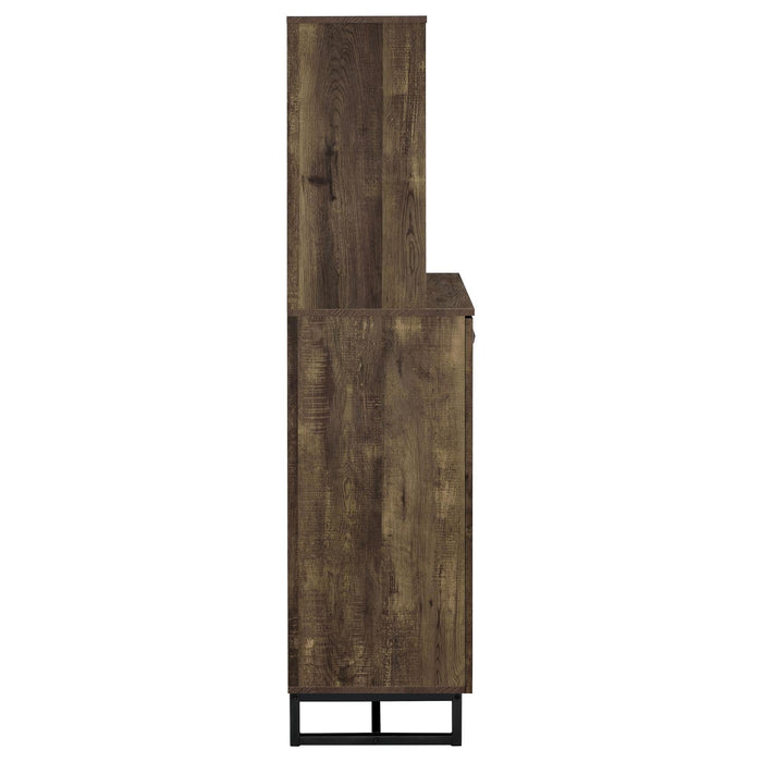 Mendoza 2-door Wine Cabinet Rustic Oak Herringbone and Gunmetal - Imperial Furniture (Las Vegas, NV) - Multi Location