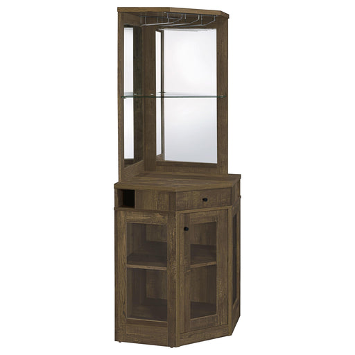 Alviso Corner Bar Cabinet with Stemware Rack Rustic Oak - Imperial Furniture (Las Vegas, NV) - Multi Location