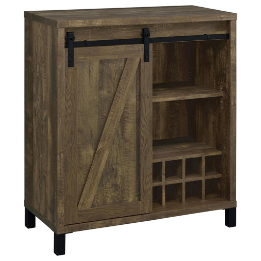 Arlington Bar Cabinet with Sliding Door Rustic Oak - Imperial Furniture (Las Vegas, NV) - Multi Location