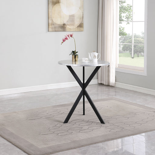 Kenzo Round Metal Top Bar Table Silver and Sandy Black - Imperial Furniture (Las Vegas, NV) - Multi Location