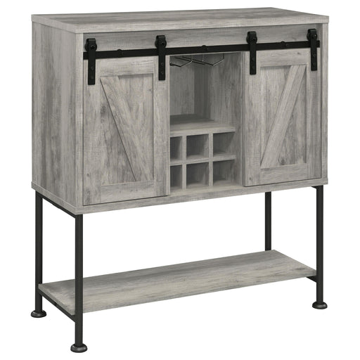 Claremont Sliding Door Bar Cabinet with Lower Shelf Grey Driftwood - Imperial Furniture (Las Vegas, NV) - Multi Location