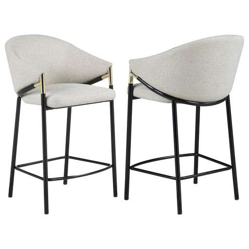 Chadwick Sloped Arm Counter Height Stools Beige and Glossy Black (Set of 2) - Imperial Furniture (Las Vegas, NV) - Multi Location