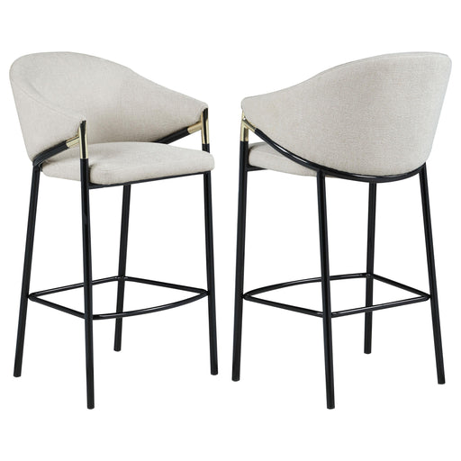 Chadwick Sloped Arm Bar Stools Beige and Glossy Black (Set of 2) - Imperial Furniture (Las Vegas, NV) - Multi Location