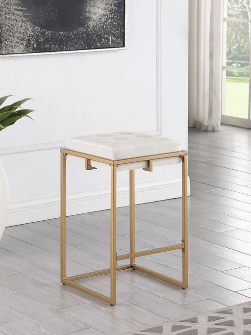 Nadia Square Padded Seat Counter Height Stool (Set of 2) Beige and Gold - Imperial Furniture (Las Vegas, NV) - Multi Location