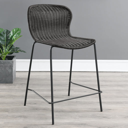 Mckinley Upholstered Counter Height Stools with Footrest (Set of 2) Brown and Sandy Black - Imperial Furniture (Las Vegas, NV) - Multi Location